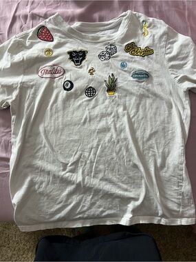 White Patch-Embellished Tee